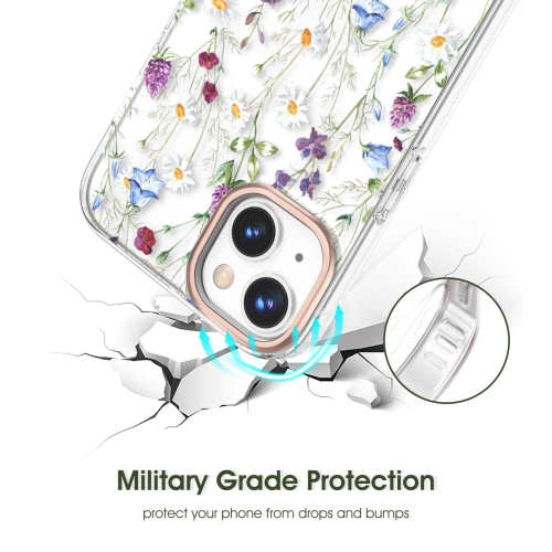 Compatible with iPhone 15 Plus Flower Case, Soft & Flexible TPU Shockproof Cover Flower Garden Patterns Full Body Protective Floral Phone Case for