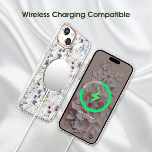 Compatible with iPhone 15 Plus Flower Case, Soft & Flexible TPU Shockproof Cover Flower Garden Patterns Full Body Protective Floral Phone Case for