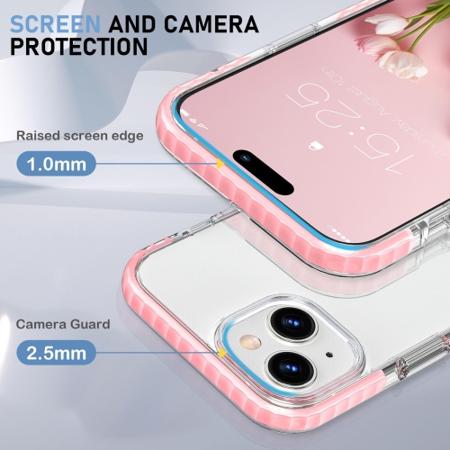 iPhone 15 Plus Case, Clear Thin Slim Crystal Transparent Cover Shockproof Bumper Case for iPhone 15 Plus 6.7" 2023-Pink