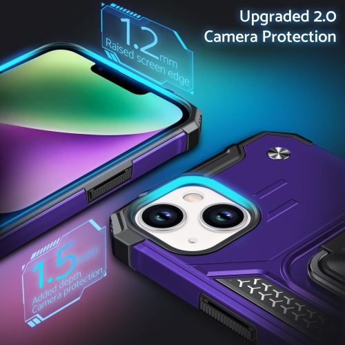 for iPhone 15 Case with Stand, Military Grade Full Body Protective Phone Case with 360° Rotatable Metal Ring Kickstand Support Magnet Mount