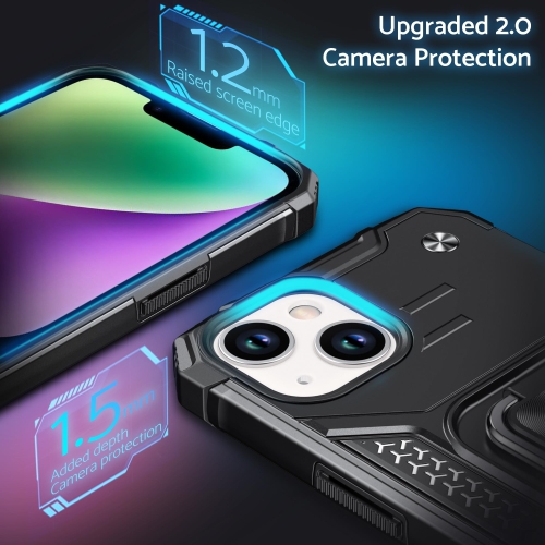 for iPhone 15 Case with Stand, Military Grade Full Body Protective Phone Case with 360° Rotatable Metal Ring Kickstand Support Magnet Mount