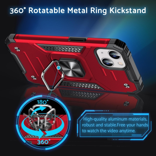 for iPhone 15 Case with Stand, Military Grade Full Body Protective Phone Case with 360° Rotatable Metal Ring Kickstand Support Magnet Mount