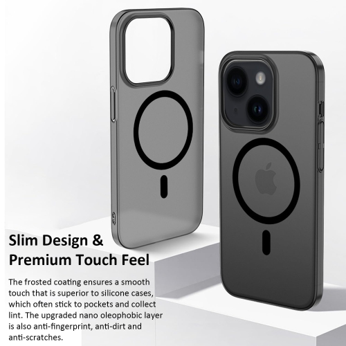 Magnétique pour étui iPhone 15 plus pour MagSafe, compatible avec la protection de qualité militaire MagSafe Slim Fit, étui translucide mat pour