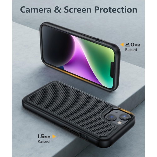 for iPhone 14 Phone Case: iPhone 15 Case Dual Layer Heavy Duty Cell Phone Protective Cover Shockproof Rugged with Non-Slip Textured - Military Drop