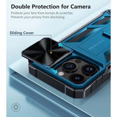 Étui pour iPhone 15-Pro : Protection antichoc Couverture rigide contre les chutes pour 15 Pro | coque en TPUR robuste avec béquille de qualité