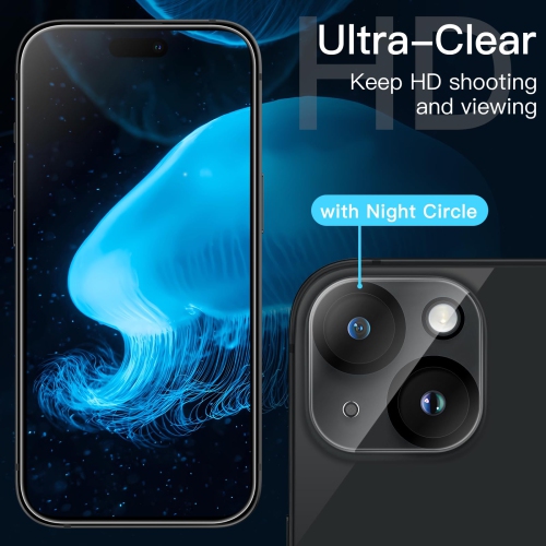 Étui 5-en-1 pour iPhone 15 plus de 6,7 po avec paquet de 2 protecteurs d'écran en verre trempé et protecteur d'objectif d'appareil photo, étui