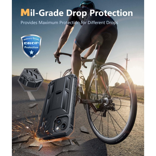 for iPhone 15 Plus Case: Military Grade Rugged Cell Phone Cover with Kickstand | Shockproof TPU Protection Bumper Matte Textured Design for iPhone 15