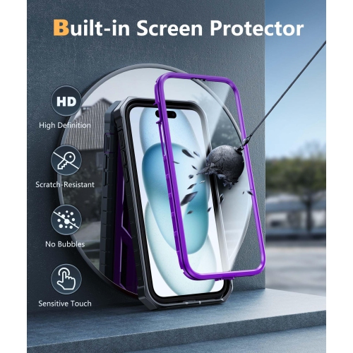 for iPhone 15 Plus Case: Military Grade Rugged Cell Phone Cover with Kickstand | Shockproof TPU Protection Bumper Matte Textured Design for iPhone 15