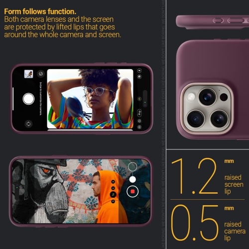 Nano Pop Mag for iPhone 15 Pro Max Case 5G Dual Layer Silicone Case Compatible with Magsafe Military Grade Drop Tested - Burgundy Bean