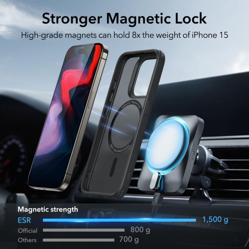 iPhone 15 Pro Max Case, Compatible with MagSafe, Military-Grade Protection, Yellowing Resistant, Scratch-Resistant Back, Magnetic Phone Case for