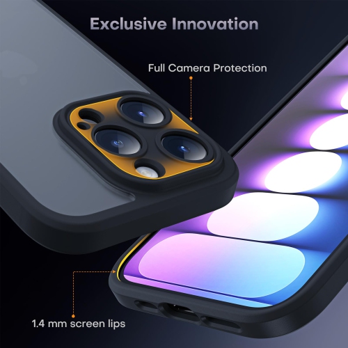 for iPhone 15 Pro Max Case with 2 Pack Screen Protector, Upgraded Full Camera Protection Shockproof Protection Translucent Matte Hard Back for iPhone
