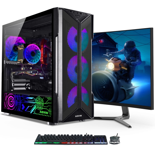 AQVIN-AQ20 Gaming PC Desktop Computer Tower- New 24 inch Curved Gaming Monitor / Intel Core i7 Processor, 32GB DDR4 RAM, 1TB SSD, GeForce GTX 1650 4G