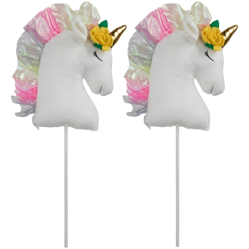 Set of 2 Plush Rainbow Mane Unicorn Picks 24"