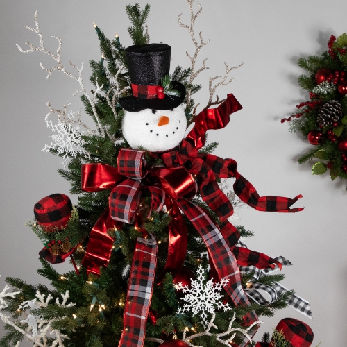 Plush Snowman in Top Hat Christmas Tree Topper -12" - Unlit