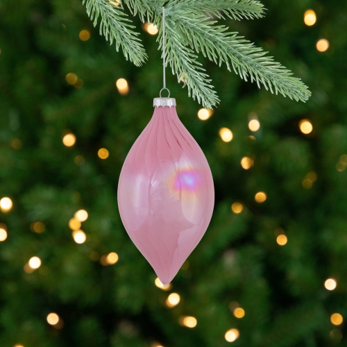 5.5" Pink Finial Christmas Glass Ornament