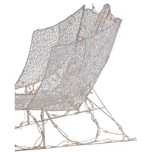 48" White Pre-Lit Crystal 3D Sleigh Christmas Outdoor Decor