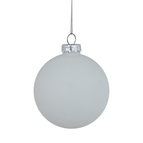 Matte Christmas Tree Glass Ball Ornaments - 3" - White - 4ct