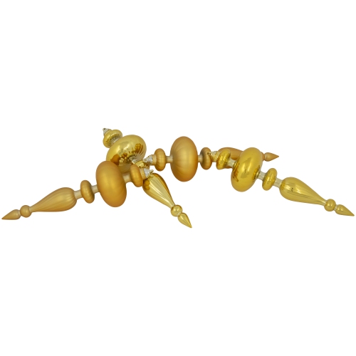 Commercial Size 2-Finish Christmas Finial Shatterproof Ornaments - Gold -12" - 4ct