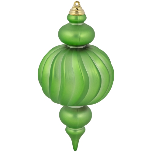 Commercial Size Shatterproof 2-Finish Finial Christmas Ornaments - Green -10" - 4ct