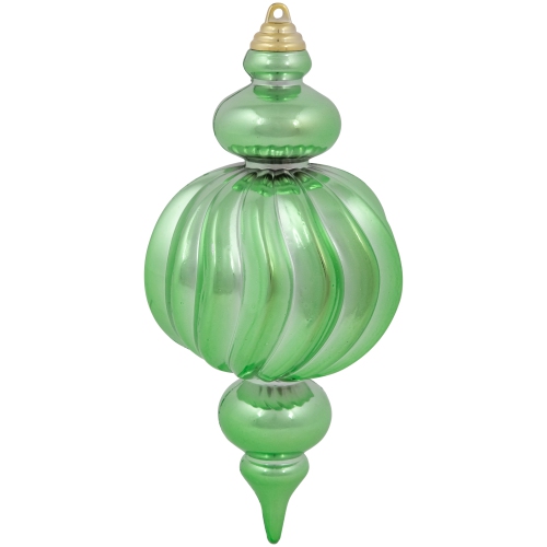 Commercial Size Shatterproof 2-Finish Finial Christmas Ornaments - Green -10" - 4ct