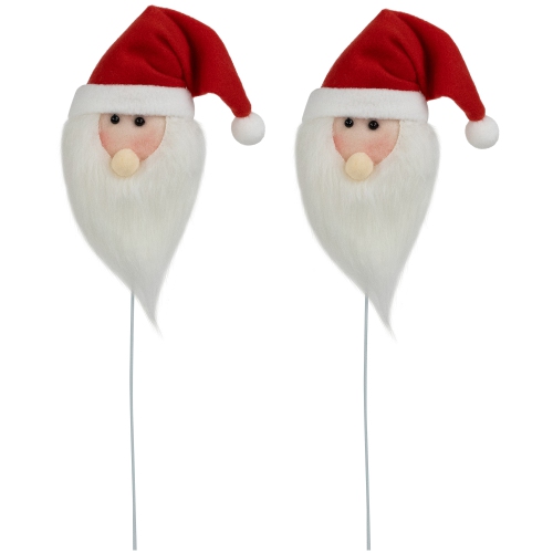 NORTHLIGHT  Set Of 2 Plush Santa Claus Christmas Picks 18"