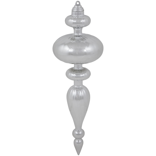 Commercial Size 2-Finish Christmas Finial Shatterproof Ornaments - Silver -12" - 4ct
