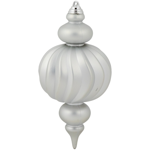 Commercial Size Shatterproof 2-Finish Finial Christmas Ornaments - Silver -10" - 4ct