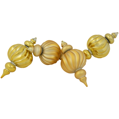 Commercial Size Shatterproof 2-Finish Finial Christmas Ornaments - Gold -10" - 4ct