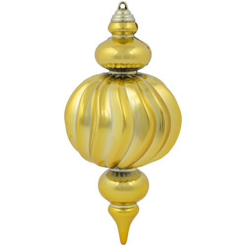 Commercial Size Shatterproof 2-Finish Finial Christmas Ornaments - Gold -10" - 4ct