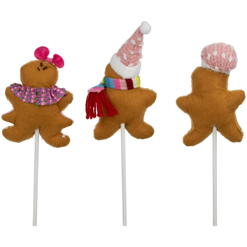 Plush Gingerbread Christmas Picks - 10" - Set of 3