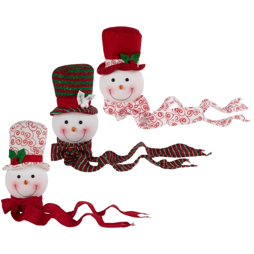 Plush Snowmen in Hats Christmas Ornaments - 12.5" - Set of 3