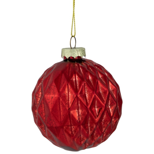 Shiny and Textured Glass Ball and Onion Christmas Ornaments - 3" -Red - 9ct