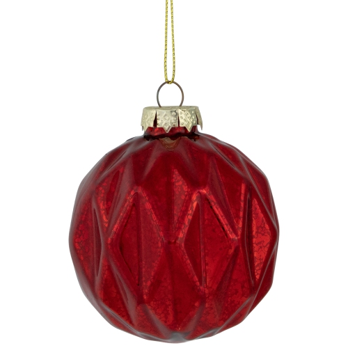 Shiny and Textured Glass Ball and Onion Christmas Ornaments - 3" -Red - 9ct