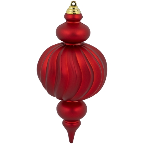 2-Finish Commercial Size Finial Shatterproof Christmas Ornaments - 10" - Red - Set of 4