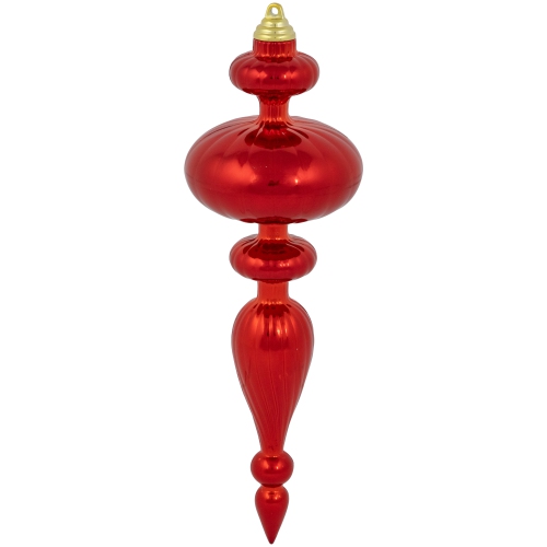 Commercial Size 2-Finish Christmas Finial Shatterproof Ornaments - Red -12" - 4ct