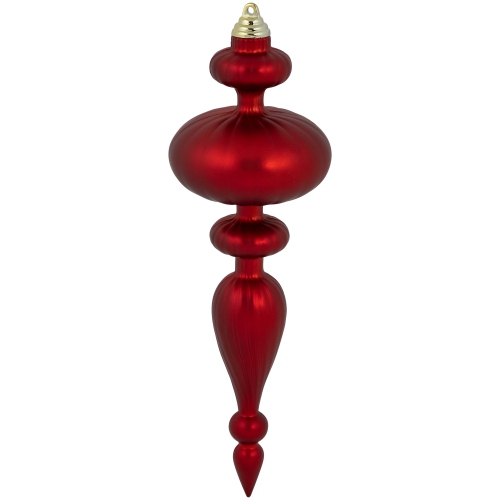 Commercial Size 2-Finish Christmas Finial Shatterproof Ornaments - Red -12" - 4ct