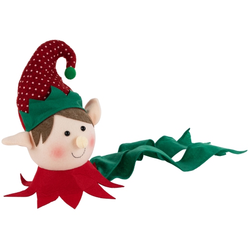 16" Plush Red and Green Elf Christmas Tree Topper, Unlit