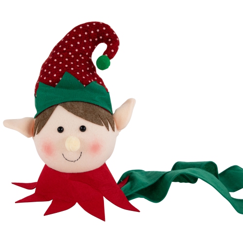 16" Plush Red and Green Elf Christmas Tree Topper, Unlit