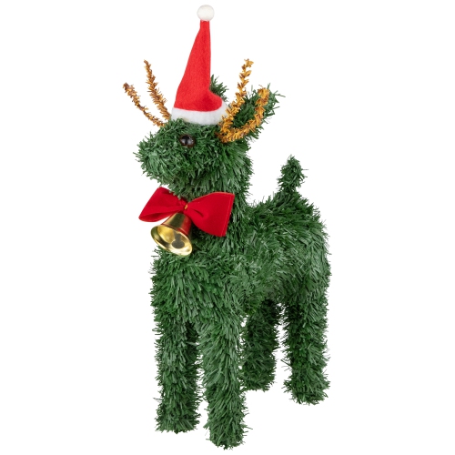 Image 1 de 6.. Renne en pin avec décoration de Noël artificielle en forme de cloche - 12 po
