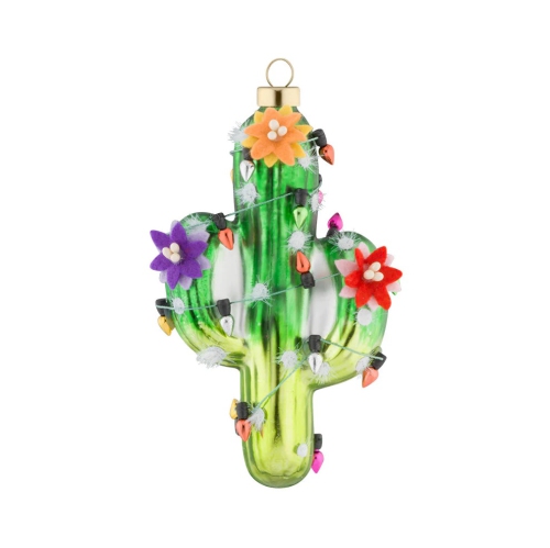 4.75" Tropical Cactus with Retro Lights Glass Christmas Ornament