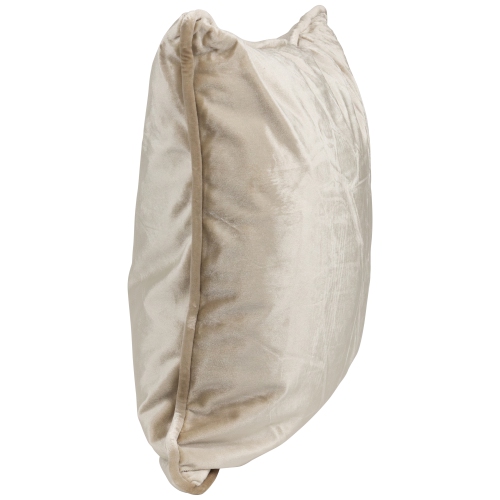 Coussin décoratif carré en peluche taupe uni de 17 po avec bords passepoilés