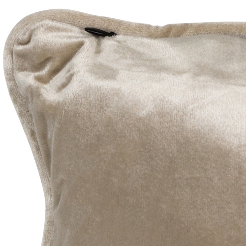 Coussin décoratif carré en peluche taupe uni de 17 po avec bords passepoilés