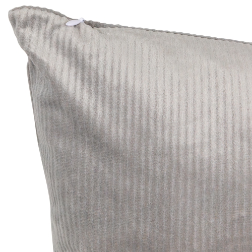 Coussin décoratif carré en velours côtelé - 18 po - Gris