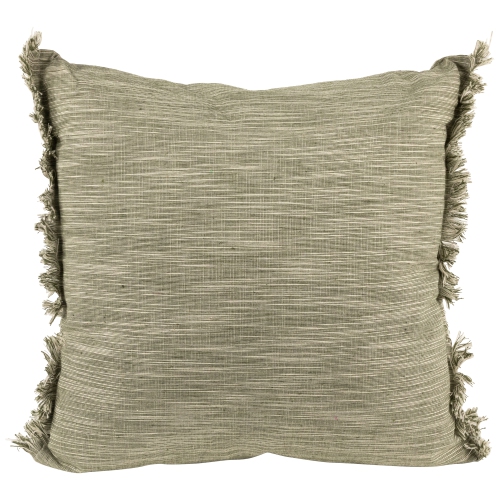 NORTHLIGHT  Square Throw Pillow With Fringe - 15" - Sage In Green