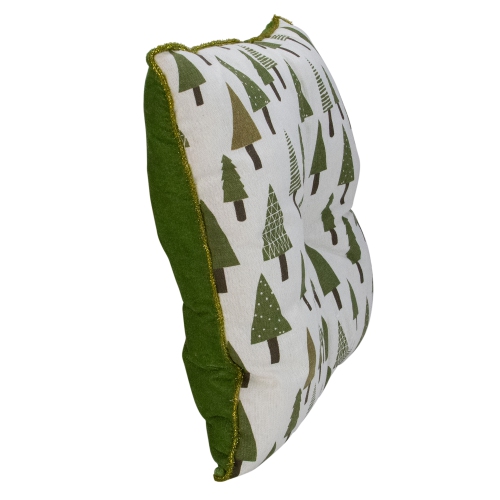 Woodland Trees Christmas Throw Pillow - 15"- Green and White