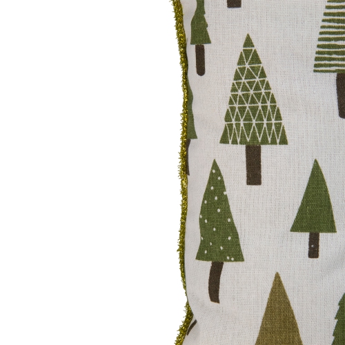 Woodland Trees Christmas Throw Pillow - 15"- Green and White