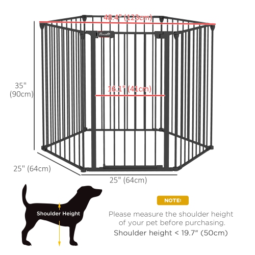 PawHut – Stylo de jeu pour chien à 6 panneaux, stylo pliable pour chien, parc intérieur en métal pour animal de compagnie, parcours de lapin, clôture