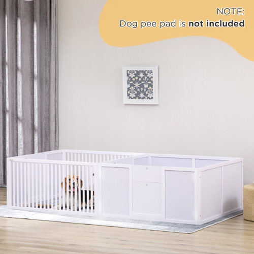 PawHut Whelping Box for Dogs, 20"H Puppy Whelping Box with Removable Doors, Dog Birth Supplies & Essentials for Indoor, 81" x 39" x 20", White