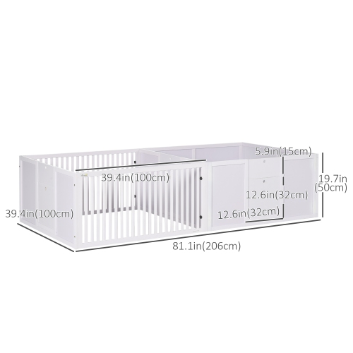 PawHut Whelping Box for Dogs, 20"H Puppy Whelping Box with Removable Doors, Dog Birth Supplies & Essentials for Indoor, 81" x 39" x 20", White