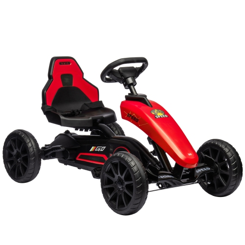 Gymax Kids Pedal Go Kart 4 Wheel Ride On Toys w/ Adjustable Seat &  Handbrake Red